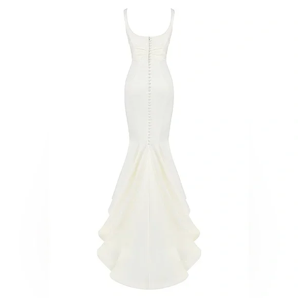 HOUSE‎ OF CB 'Emilie' Off White Satin Mermaid Bridal Gown NWOT size S - Picture 12 of 13